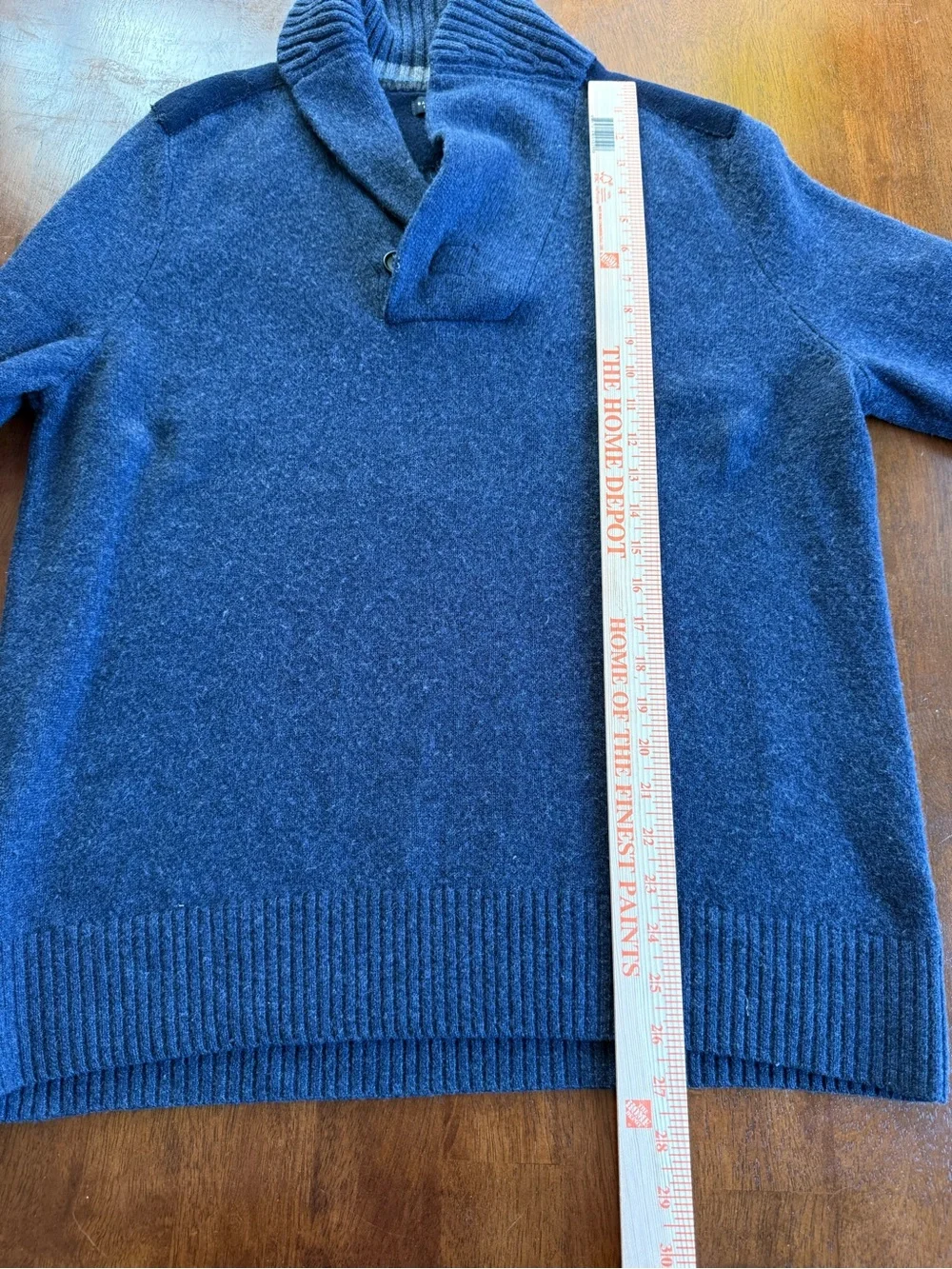 Banana Republic Men Shawl Collar 100% Extra Fine Merino Wool Navy Sweater Large